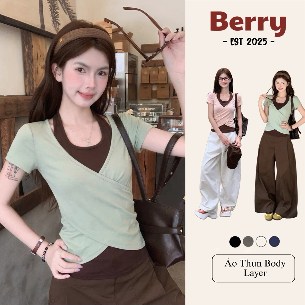 Áo Thun Berry Dáng Body Layer cho Nữ, Thiết Kế Đơn Giản, Phong Cách Hiện Đại ( Thun Layer )