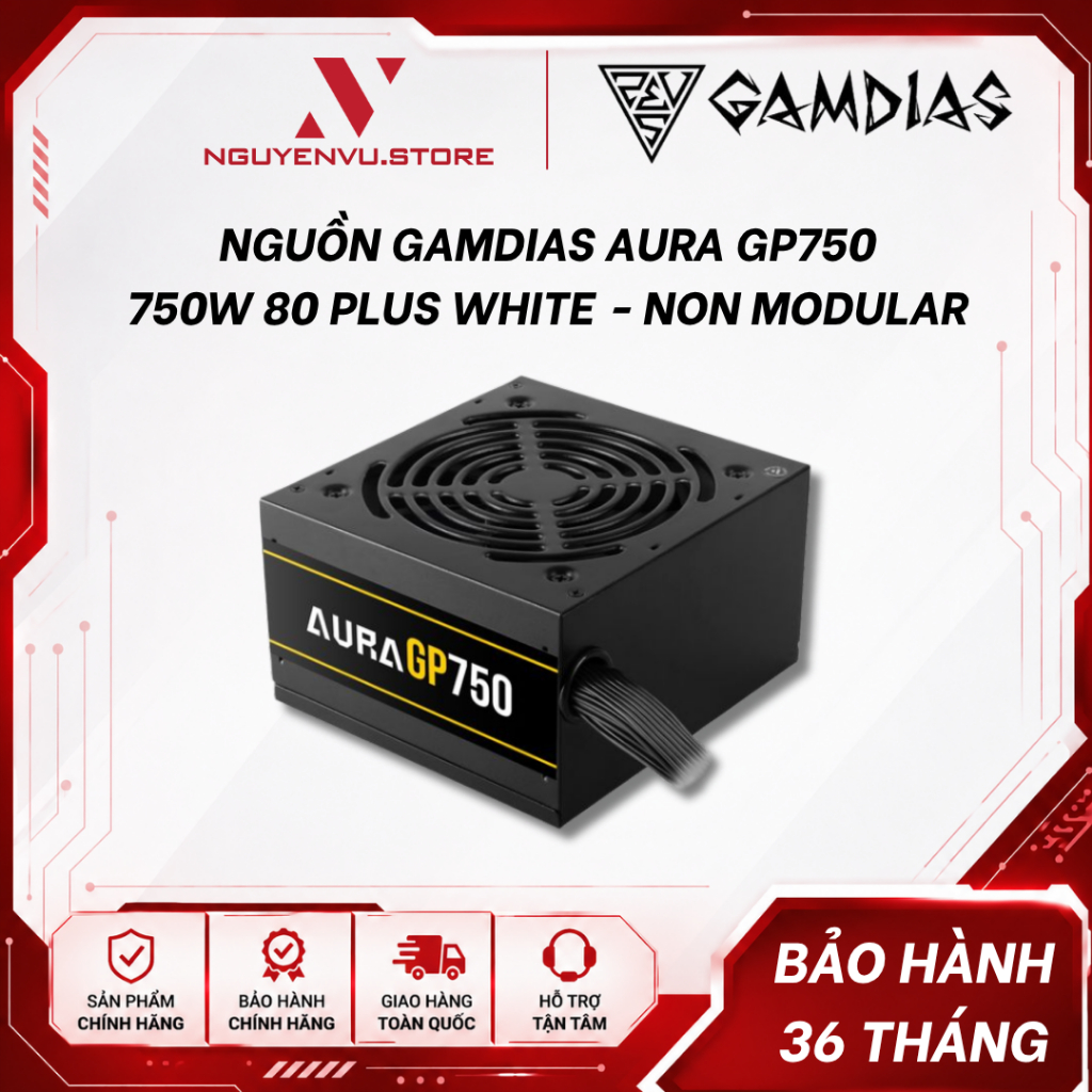 Nguồn máy tính Gamdias AURA GP750 750W / GP650 650W / GP550 550W - 80 Plus White - Non Modular - Hàn