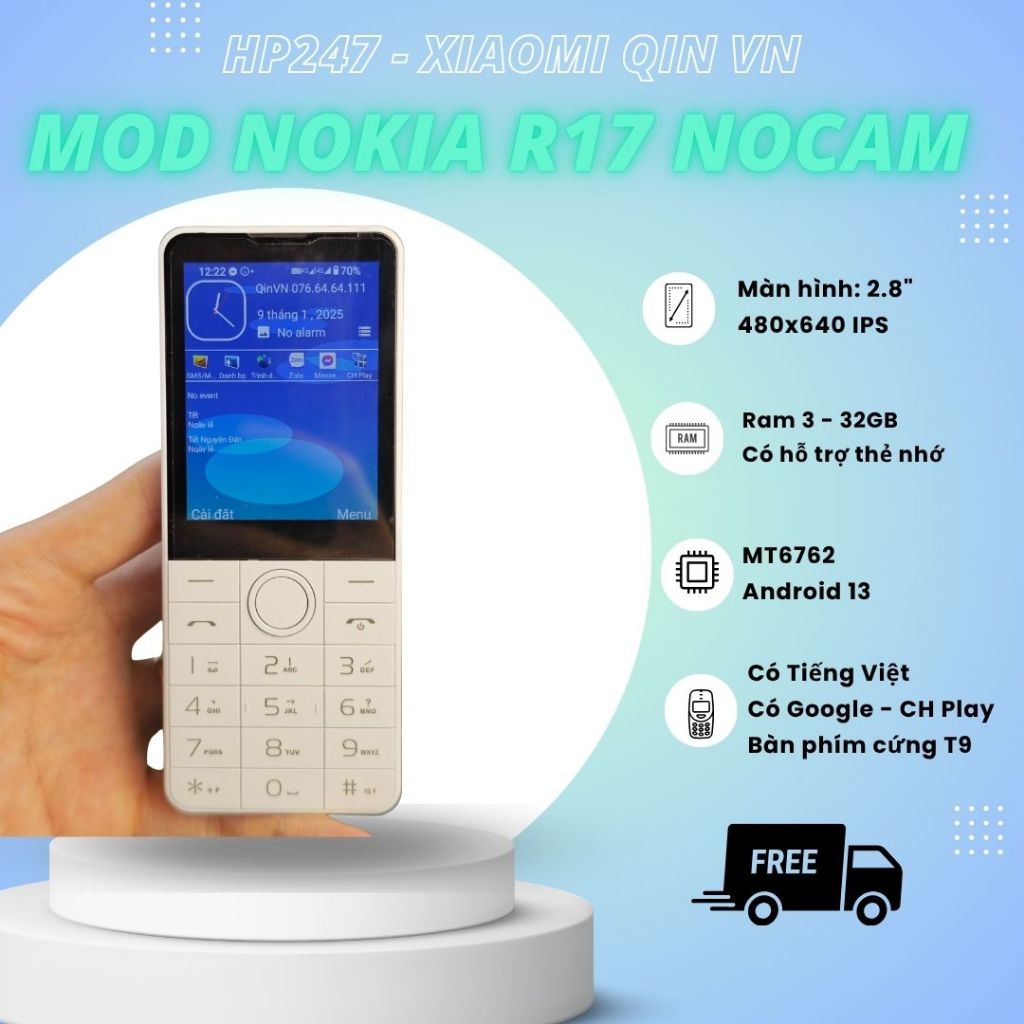 R17 nocam 2 sim Mod Nokia - không camera có cảm ứng - Android 13 - Doov có Google, CH Play, tiếng Vi