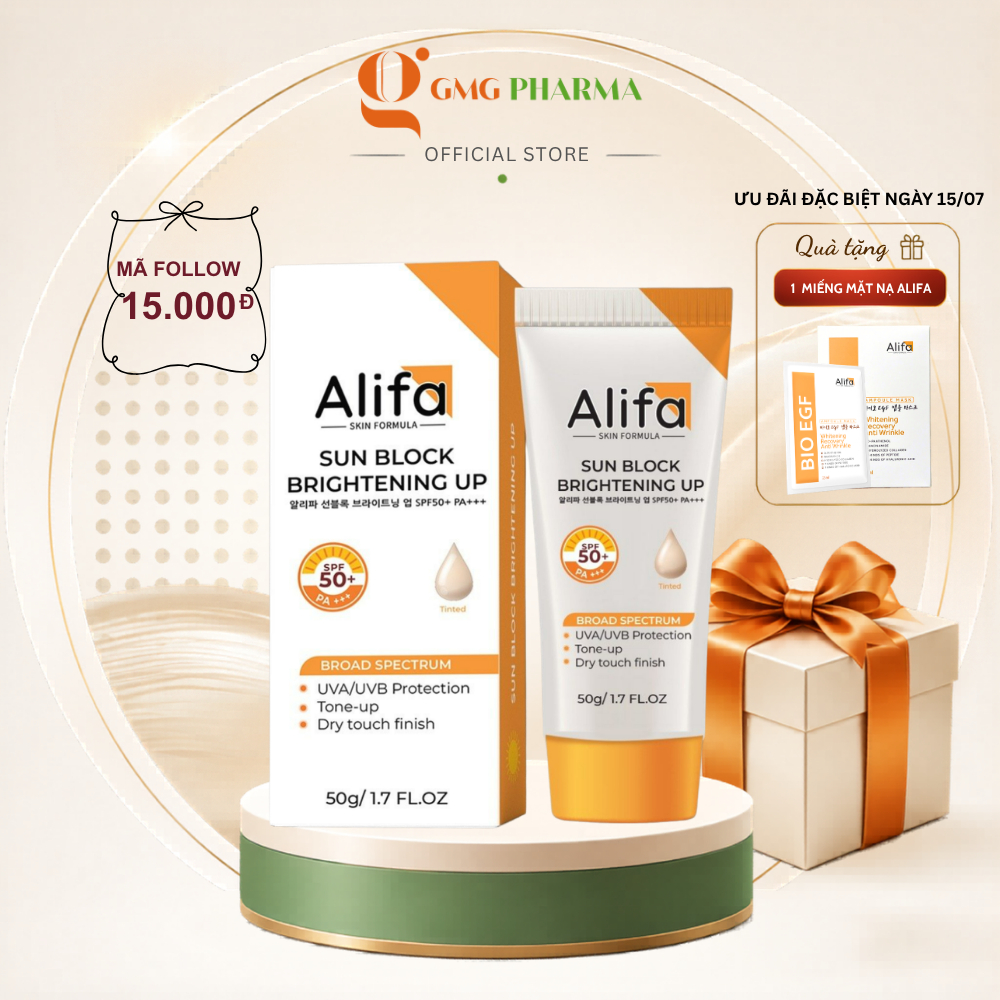 Alifa Sun Block Brightening Up SPF50+ PA+++ 50g - Kem Chống Nắng Dưỡng Da Nâng Tone