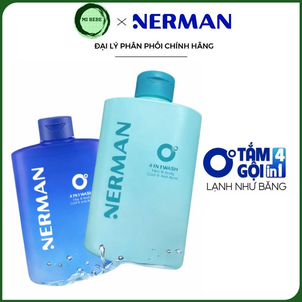 Sữa tắm gội hương nước hoa NERMAN 0 Độ 4in1 chính hãng 330ml - Mibebe