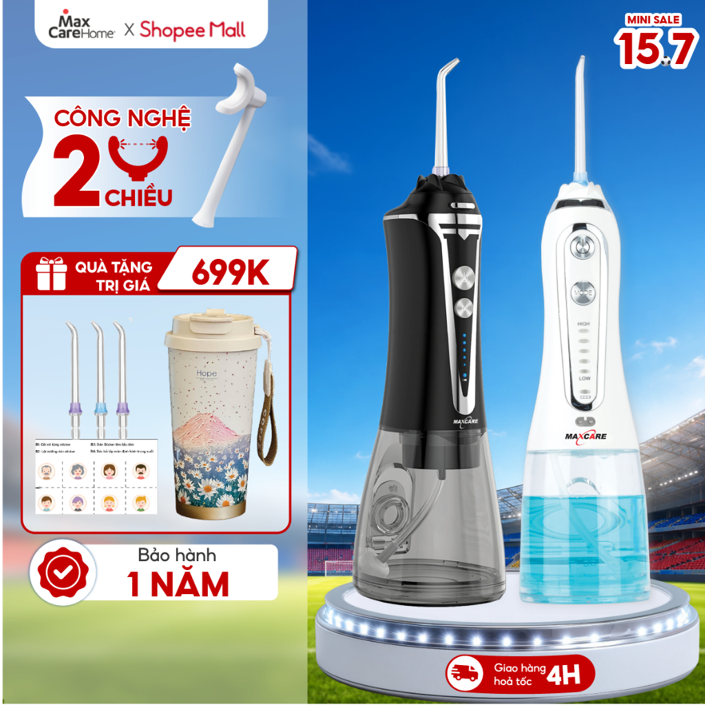 Máy tăm nước cầm tay mini Maxcare Max456S/456SE/468PRIME Nhật Bản, Công nghệ phun ngắt quãng, Tia nư