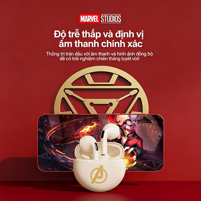 Tai nghe không dây TWS Marvel F9 cho game thủ – Chất âm HiFi, mic HD, độ trễ thấp, cổng sạc Type-C