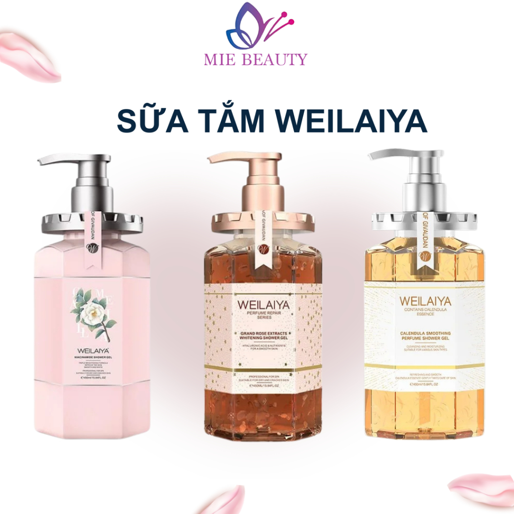 Sữa Tắm Weilaiya Tuỷ Mật Cánh Hoa Hồng, Sữa Tắm Trắng Da Damask Weilaiya Thơm Lâu Chính Hãng 450ml