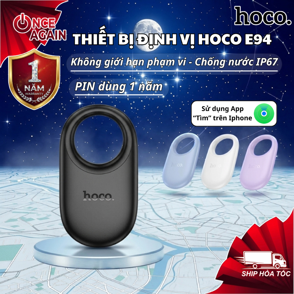 Thiết Bị Định Vị GPS Hoco E94 Cho iOs, Tag Định Vị Chống Mất Đồ Móc Khóa Định Vị Theo Dõi Xe Máy Ô T