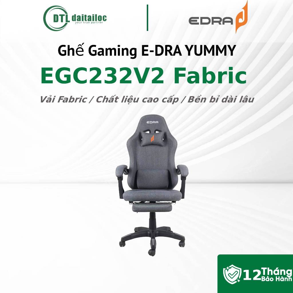 Ghế Gaming E-DRA YUMMY EGC232V2 Fabric Vải Thoáng Khí | Chính Hãng | Bảo Hành 12 Tháng