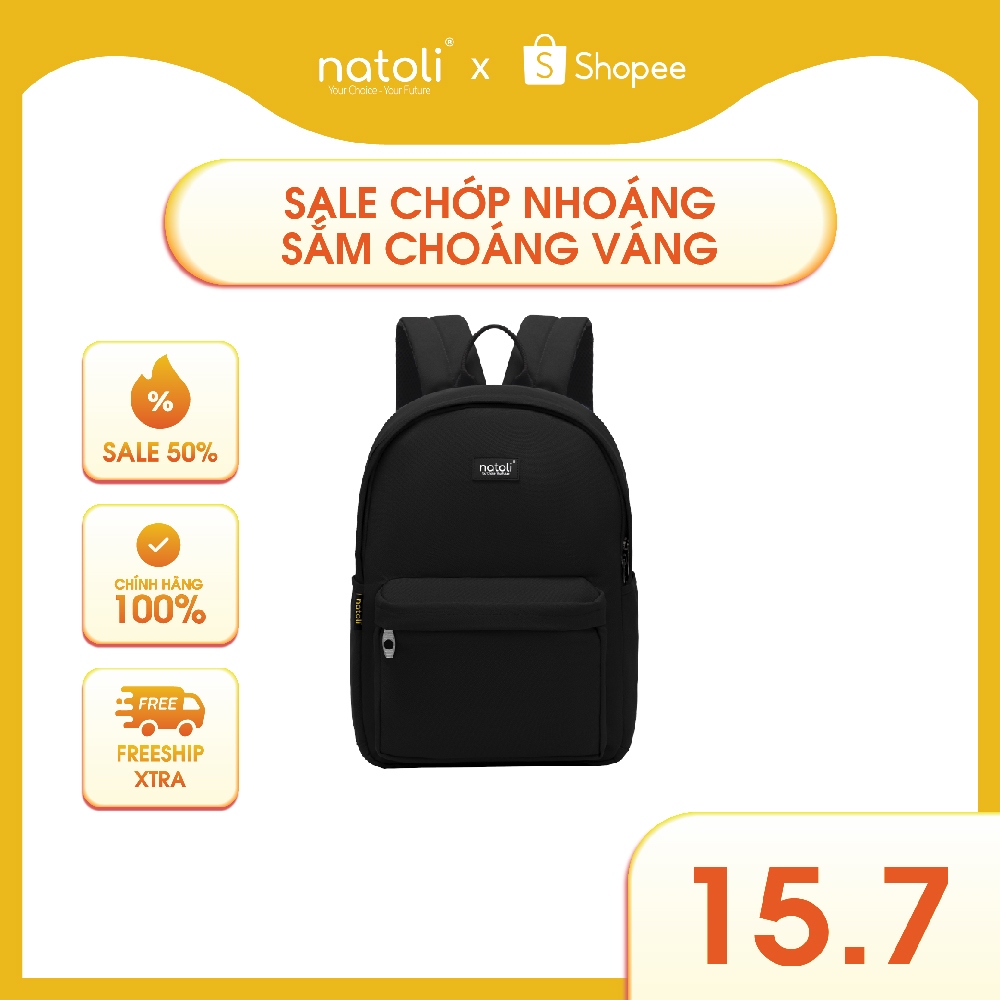 Balo đi học nam nữ thương hiệu NATOLI nhiều ngăn chống nước tốt - Basic Backpack B2