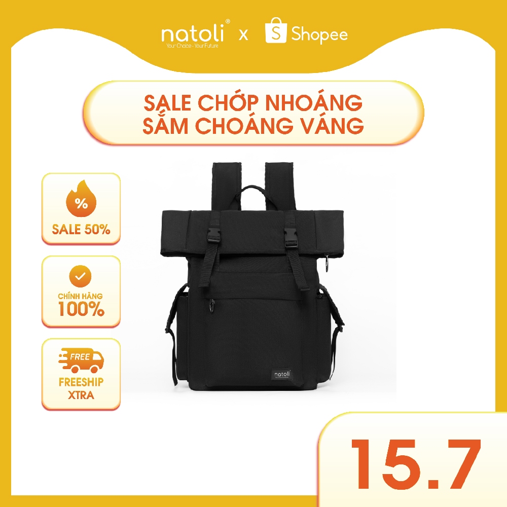 Balo chống nước du lịch thương hiệu NATOLI chất vải canvas nhiều ngăn cao cấp BST FOLD BACKPACK B10