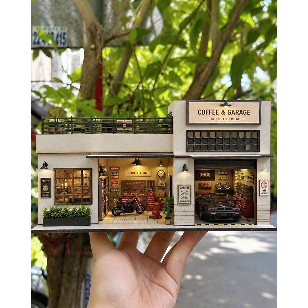 KIT DIORAMA COFFEE AND GARAGE (CHƯA LẮP RÁP)