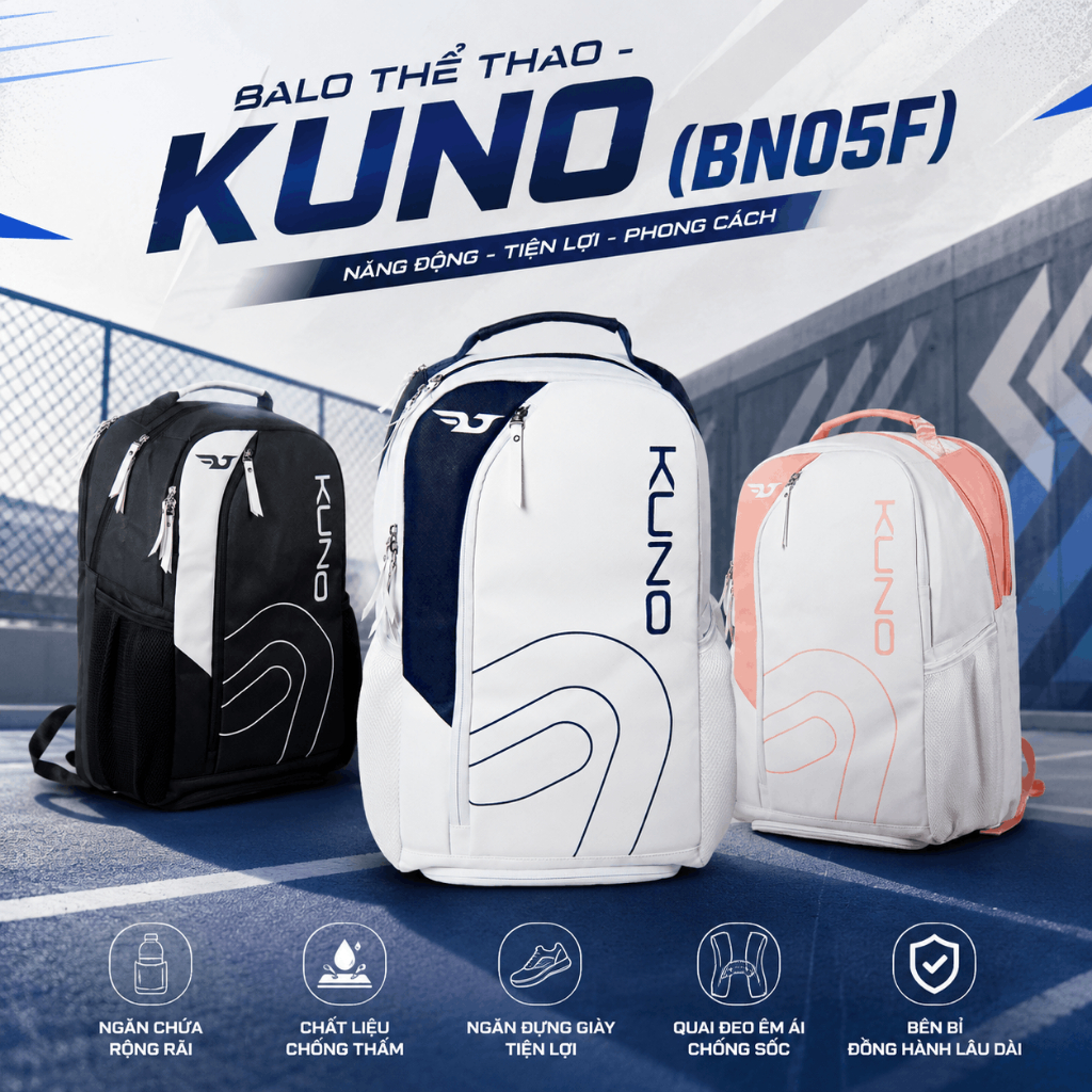 Balo Thể Thao KUNO, Túi Đựng Cầu Lông, Thời Trang Du Lịch Đa Năng, Sức Chứa Lớn Nhiều Ngăn Tiện Lợi