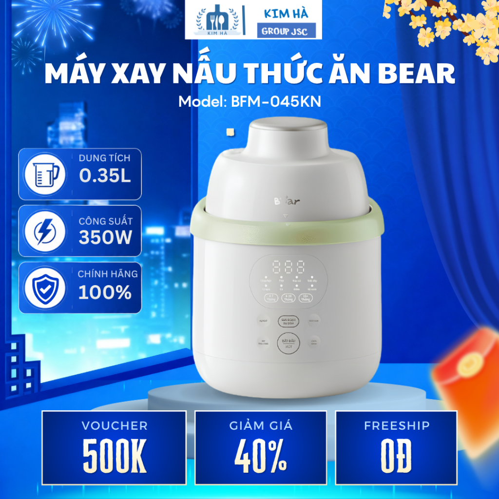 Máy Xay Nấu Thức Ăn Bear BFM-045KN Máy Xay Mịn, Sử Dụng Êm Ái, Sang Trọng Không Gian Bếp - Kim Hà Gr