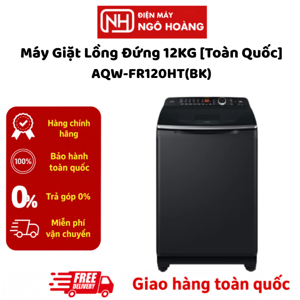 AQW-FR120HT(BK) - Máy Giặt Lồng Đứng Aqua 12 Kg AQW-FR120HT(BK) Chính Hãng