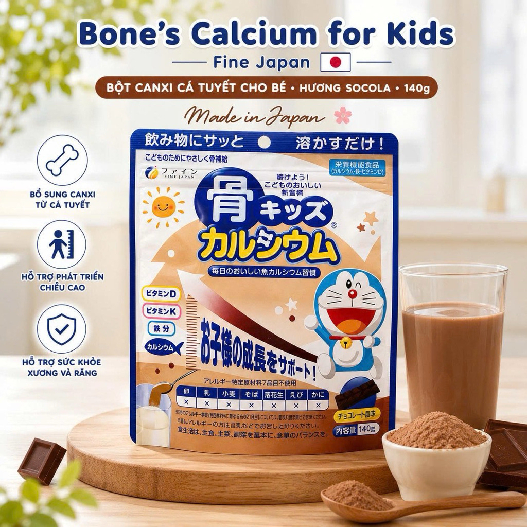 Bột Canxi Cá Tuyết Fine Japan Bone's Calcium For Kids 140g