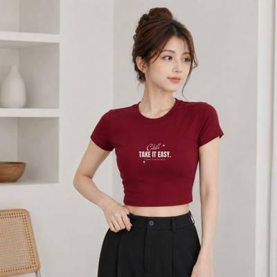 Áo Croptop nữ NA02 in chữ chất liệu thun cotton mềm mịn Loza CR8585