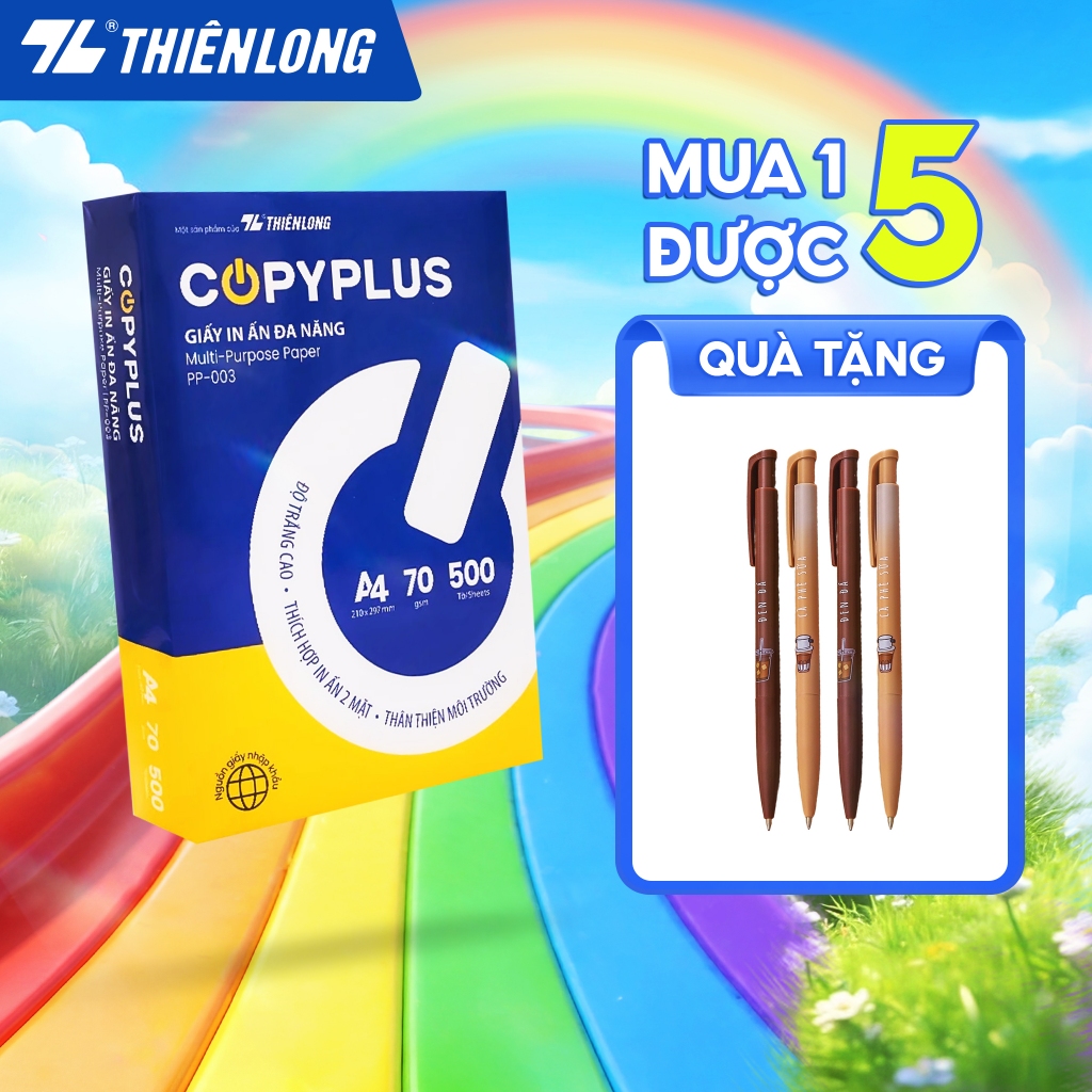 Combo 5/10 thùng Giấy in A4 70 gsm Thiên Long Copy Plus PP-003 (500 tờ/ Ream) - Chất lượng cao, hợp 