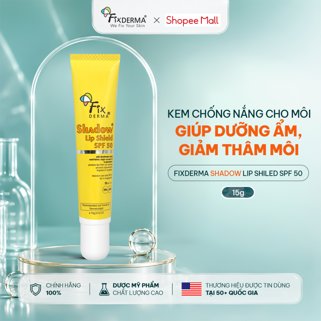 Son Dưỡng Môi Chống Nắng Fixderma Shadow Lip Shield SPF 50 Dưỡng Ẩm Giảm Thâm 15g