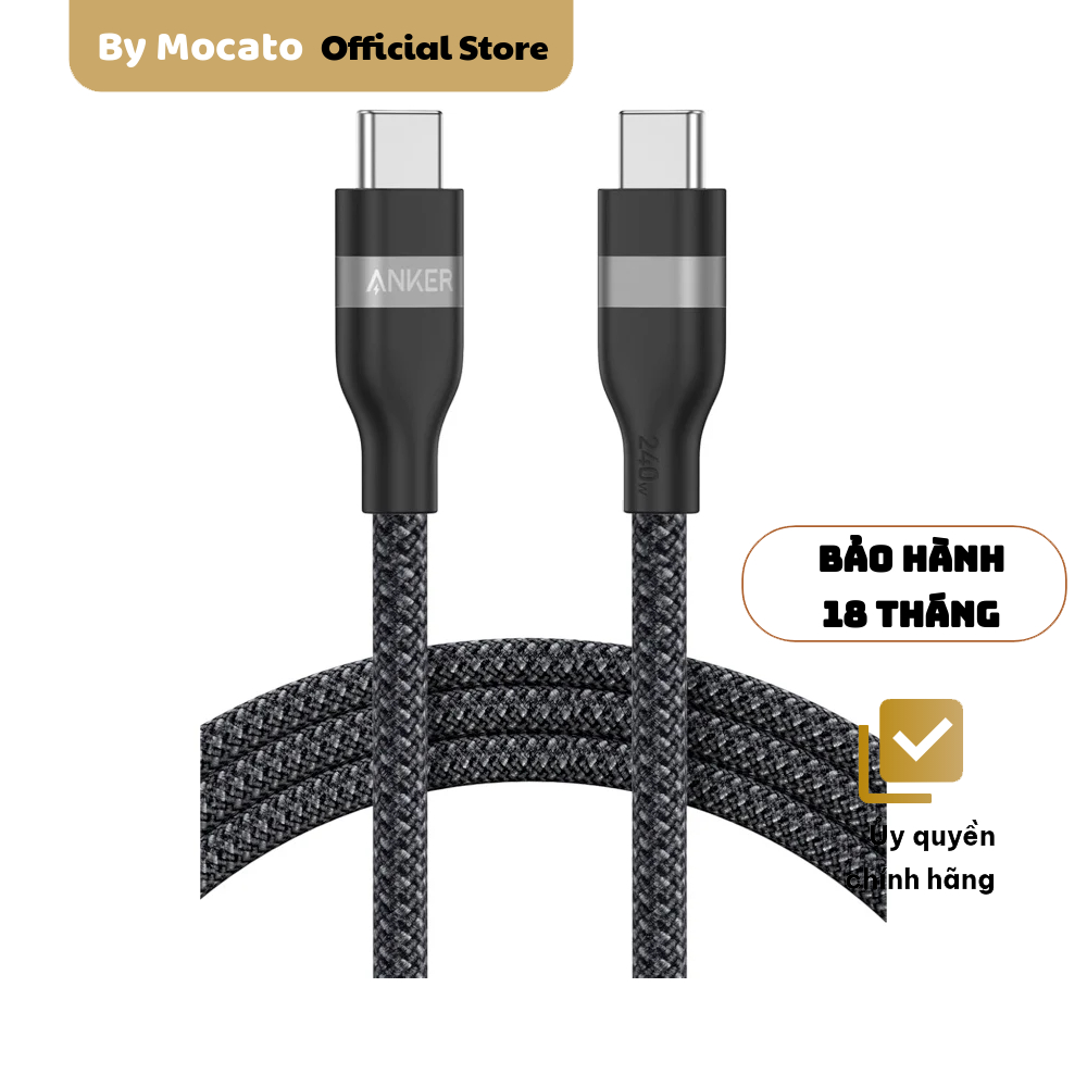 Cáp Type C to Type C Anker 240W dài 1.8m A82E2, PD 3.1, tái chế PCR