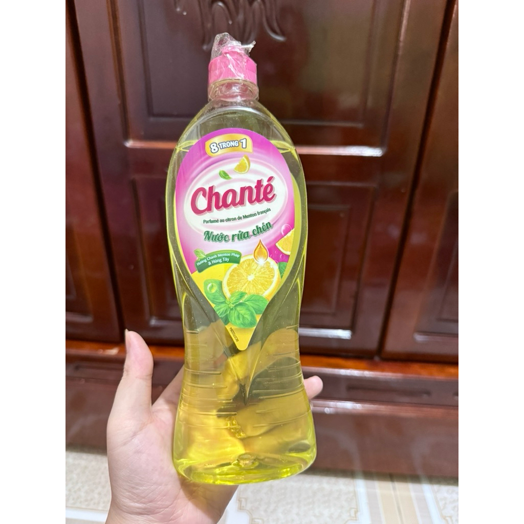 Chai Nước rửa chén Chanté cao cấp 8 trong 1 hương chanh Pháp & húng tây 750gr