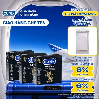 Bộ 3 Durex Kingtex ôm sát, size 49mm 3 bao/hộp
