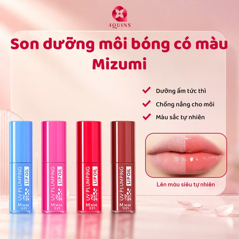 Son dưỡng môi Mizumi bóng có màu dưỡng ẩm mềm môi chống nắng SPF50+ PA++++ 4g