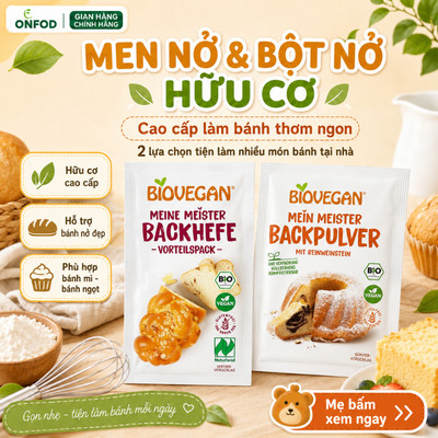 Bột nở men nở hữu cơ cao cấp làm bánh mì bánh bao Biovegan ONFOD nguyên liệu làm bánh