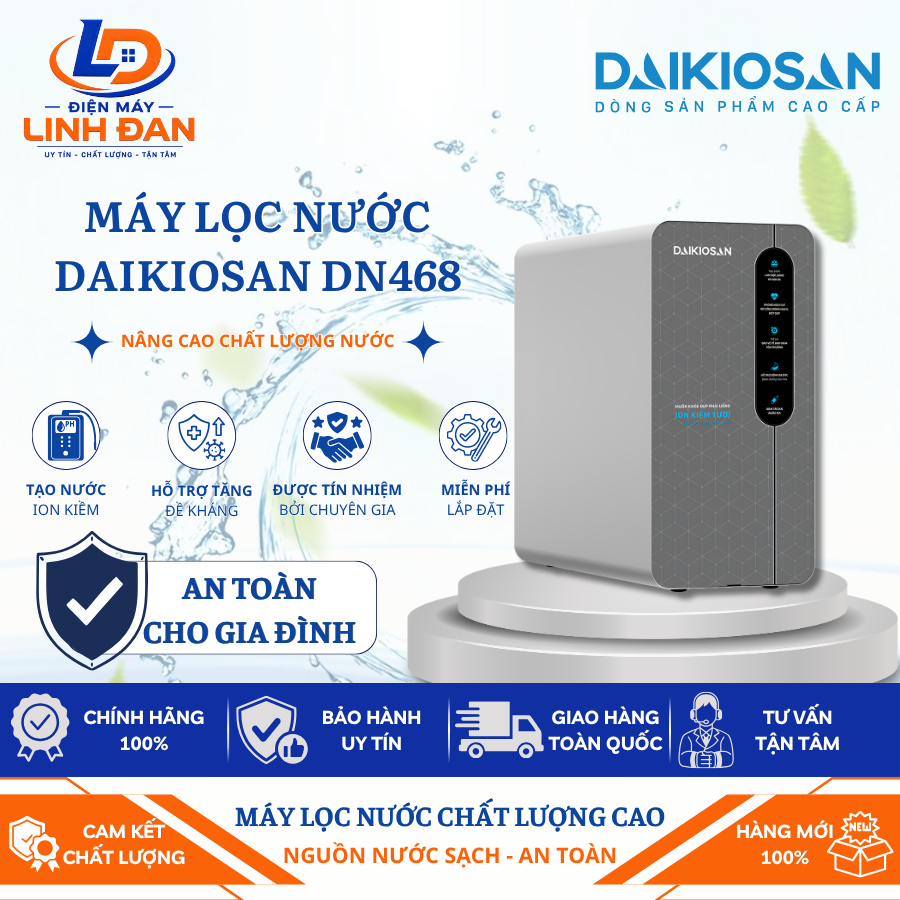 Máy Lọc Nước Ion Kiềm Tươi Để Gầm Daikiosan DN468 - Điện Máy Linh Đan