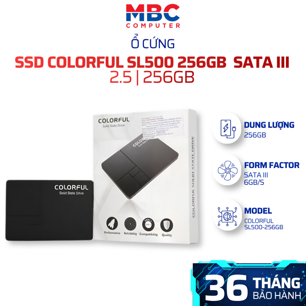 Ổ Cứng SSD Colorful SL500 256GB 2.5 Inch SATA III 6Gb/s - Tốc Độ Đọc 500MB/s, Bảo Hành 36 Tháng