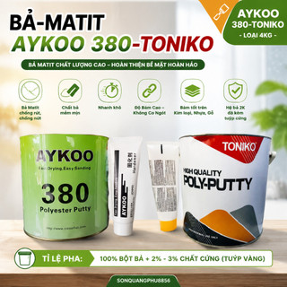 [Combo 4 Hộp] Bả Matit 380 Aykoo 4kg - Bột Trám Nền Trét Đắp Kim Loại Ô Tô Gỗ Gốm SONQUANGPHU8856