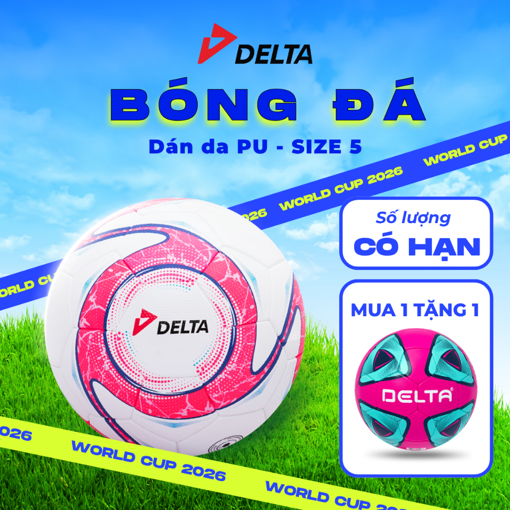 [MUA 1 TẶNG 1] Bóng Đá DELTA FUTSAL F176 Size 4 Da PU Dán Ép Nhiệt Chơi Trên Sân 5 Cỏ Nhân Tạo, Tron