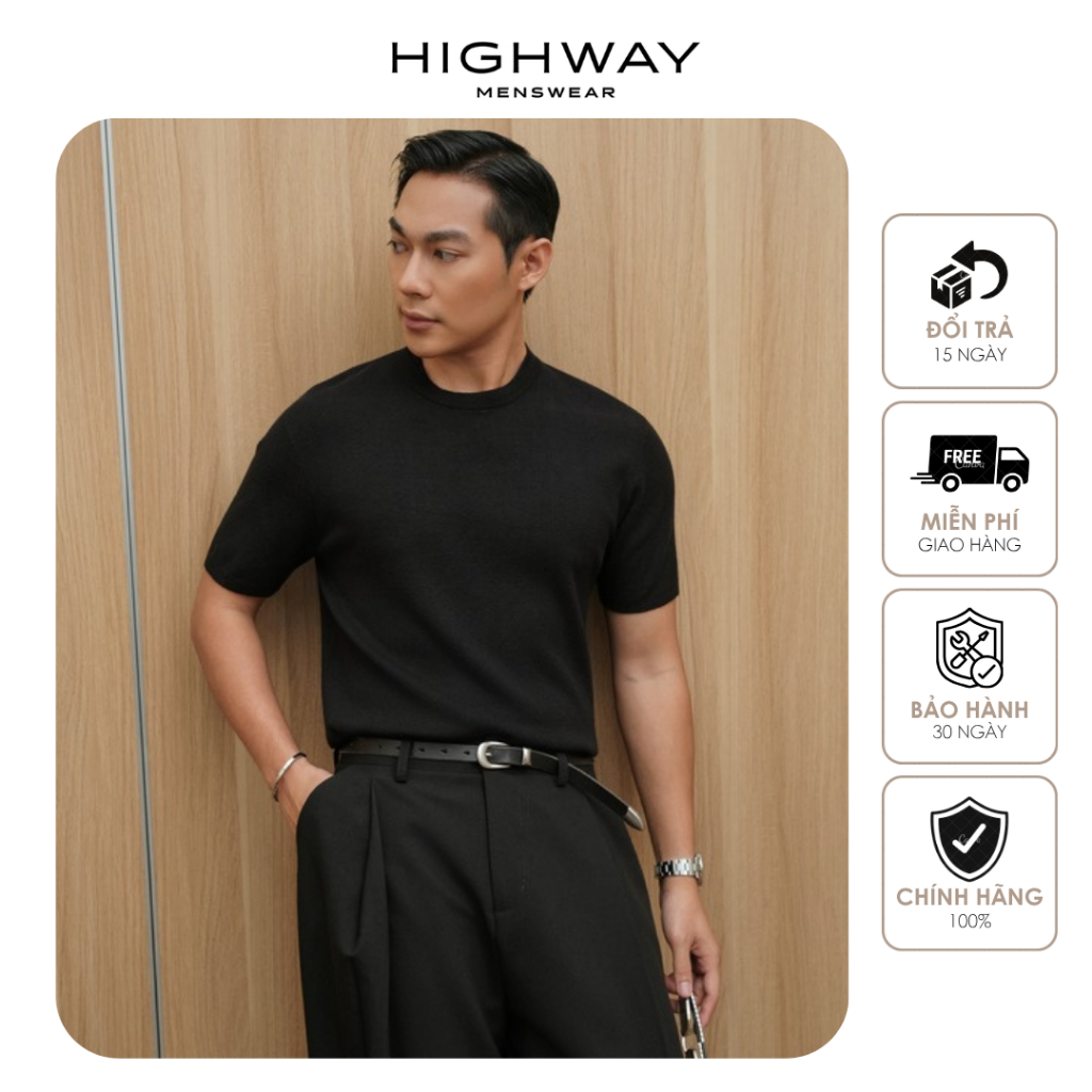 Áo phông nam dệt len mềm mịn phom Regular Fit Highway (Menswear) Logan