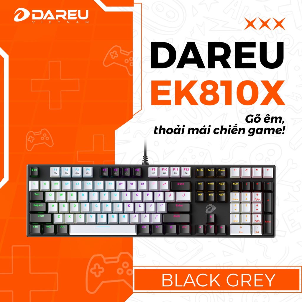 Bàn phím cơ Gaming DAREU EK810x Blue/ Brown/ Red D switch chính hãng