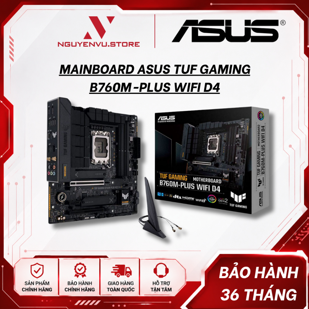 Mainboard Asus TUF GAMING B760M PLUS D4/PLUS WIFI D4/Plus D5/Plus WIFI D5 - Hàng Chính Hãng