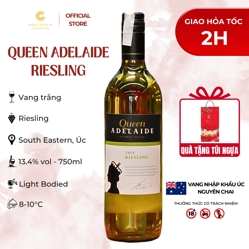 [Hỏa Tốc] - Rượu Vang Trắng Úc Queen Adelaide Riesling 750ml (13,4%) - Vang Nhập Khẩu Chính Hãng