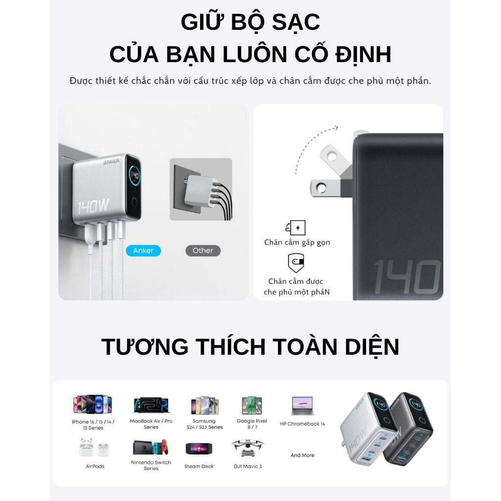 Củ sạc Anker Zolo 3C1A 140W (with USB-C Cable) - B2697 - Hàng chính hãng - Bảo hành 18 tháng | BigBuy360 - bigbuy360.vn