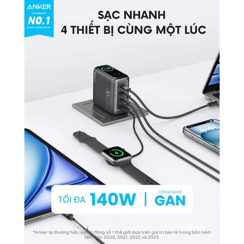 Củ sạc Anker Zolo 3C1A 140W (with USB-C Cable) - B2697 - Hàng chính hãng - Bảo hành 18 tháng | BigBuy360 - bigbuy360.vn