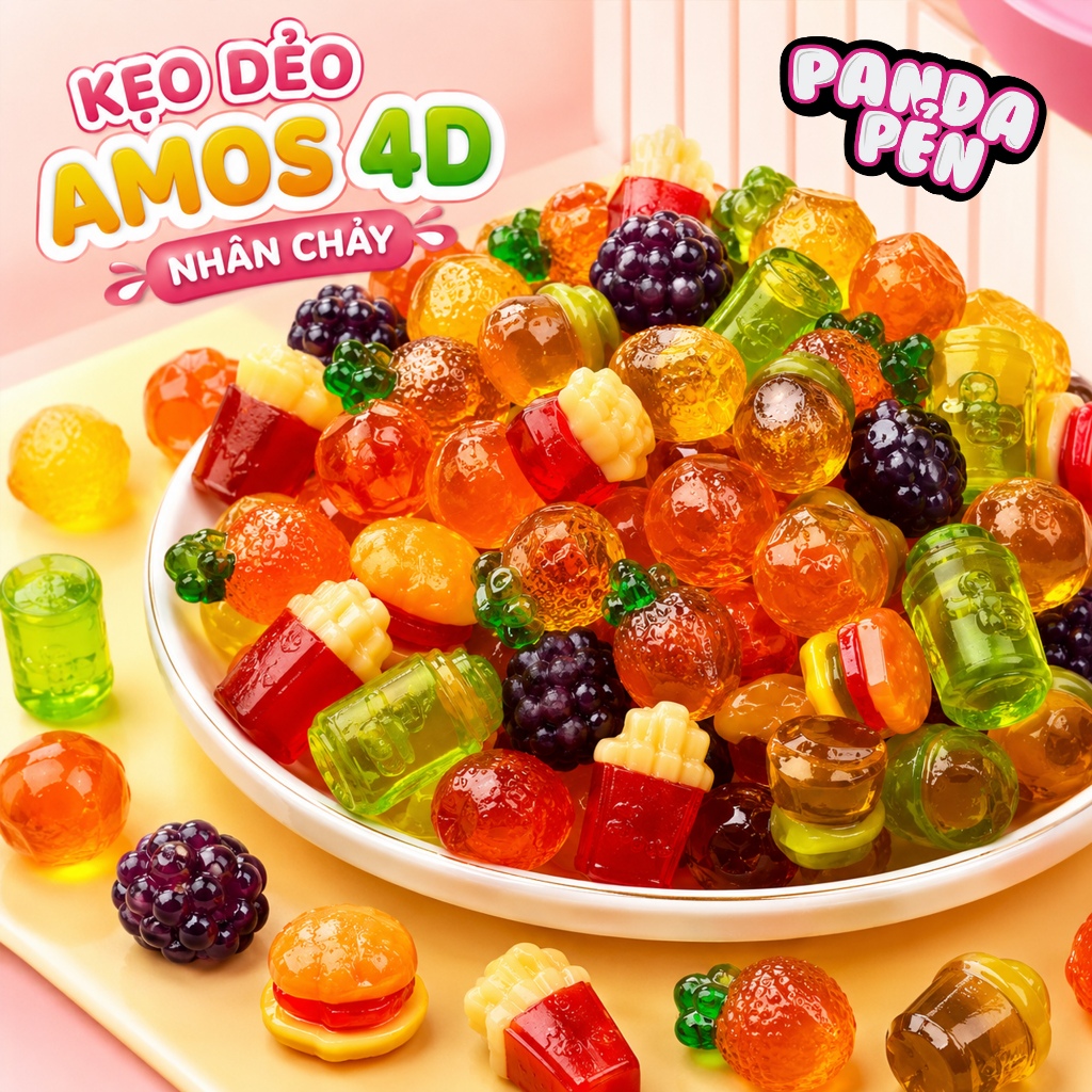 Kẹo Dẻo Đức Có Nhân Siro, Ăn Vặt Panda Pẻn, Kẹo Dẻo 40 vị Nhập Khẩu