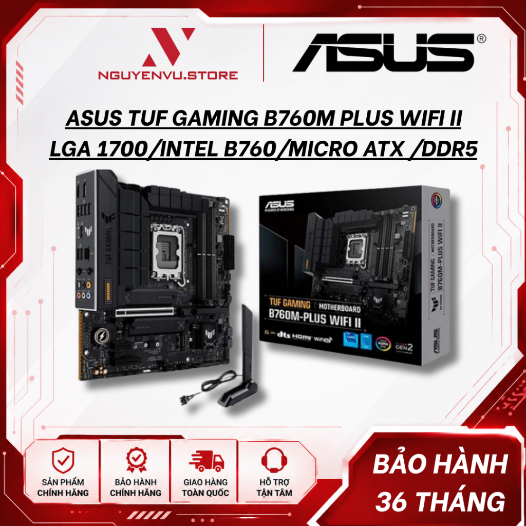Mainboard ASUS TUF Gaming B760M Plus II D5 / B760M Plus Wifi II (LGA 1700/Intel B760/Micro ATX /DDR5
