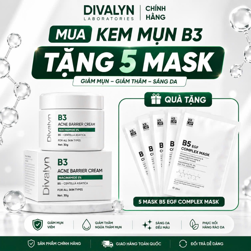 [HÀNG CÔNG TY] KEM B3 GIẢM MỤN, GIẢM THÂM, TRẮNG DA DIVALYN