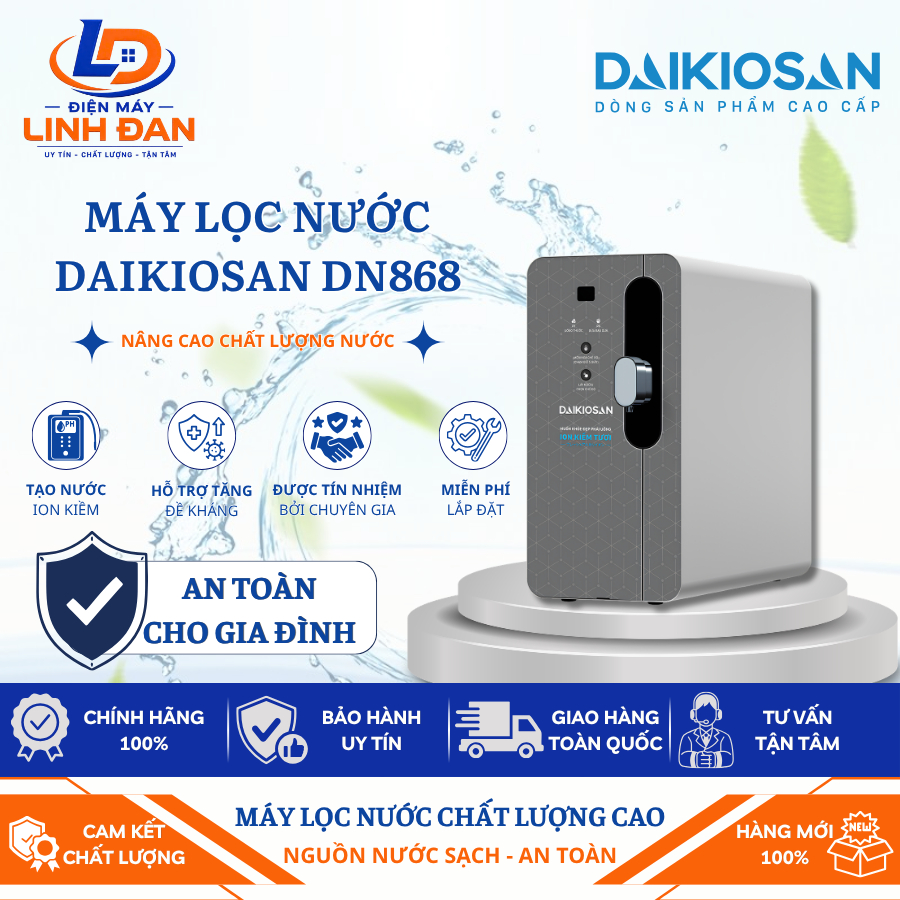Máy Lọc Nước Daikiosan DN868 Để Bàn Ion Kiềm Tươi Magie Giàu Hydrogen Màn Hình Cảm Ứng - Điện Máy Li