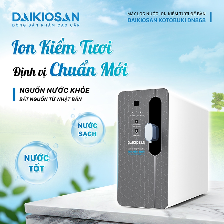 Máy lọc nước ion kiềm tươi để bàn Daikiosan DN868