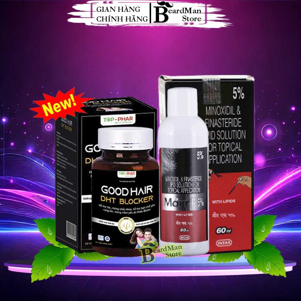 Combo Hỗ Trợ Ngừa Rụng Tóc, Mọc Tóc: Morr F5% + Dầu Gội Good Hair DHT + Viên Uống Good Hair DHT 60 V