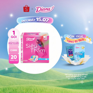 Băng vệ sinh Diana siêu thấm siêu mỏng cánh 20 miếng/gói