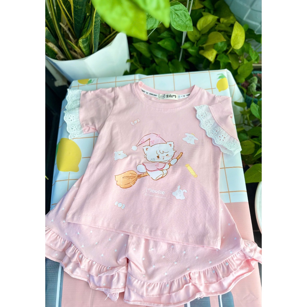 [HK10] Bộ bé gái Cotton Mềm Mát In Quần Short Bèo Hot Trend 2026, Mềm Mịn Mặc Nhà Đi Chơi Đẹp