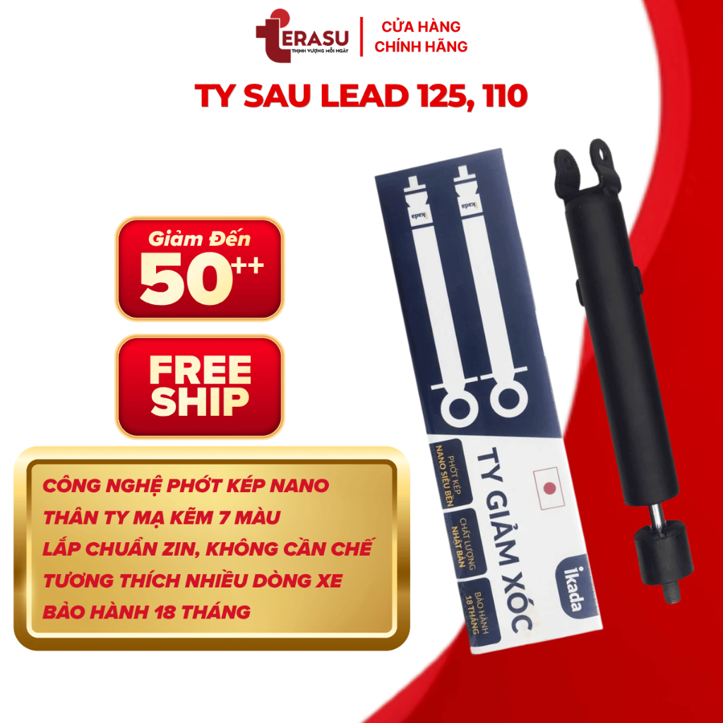 Ty Giảm Xóc Sau Lead 125 110, Ty Sau Honda Lead Công Nghệ Phớt Kép Nano Hiệu IKADA (BH 18 Tháng)