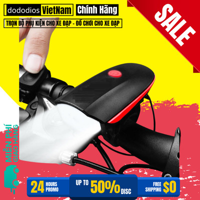 Đèn Xe Đạp Thể Thao Dododios Siêu Sáng Có Còi Pin Sạc Usb Led T6 Chống Nước - Đèn Còi Xe Đạp Có 3 Chế Độ Sáng Còi To