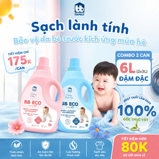 Nước giặt xả cho bé BB Eco 3000ml hữu cơ organic lưu hương 72h, kháng khuẩn an toàn cho da