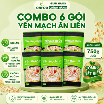 COMBO 6 Yến Mạch Ăn Liền Giảm Cân ONFOD Cán Dẹt Cán Vỡ Ăn Kiêng Eat Clean Healthy Food