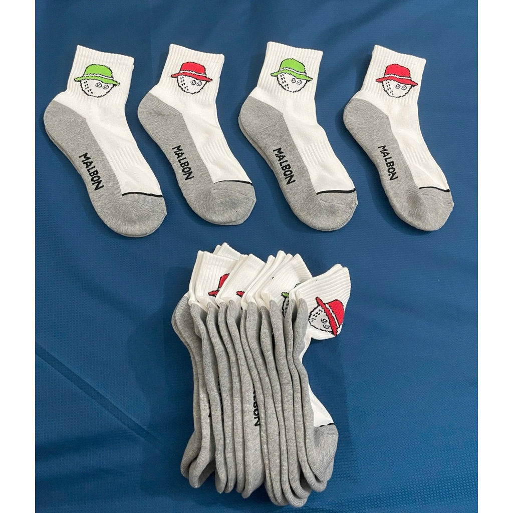 Tất Golf Malbon Nam Nữ - Vớ Golf Cotton Thấm Hút Mồ Hôi, Họa Tiết Malbon Cá Tính, Cổ Ngắn Năng Động