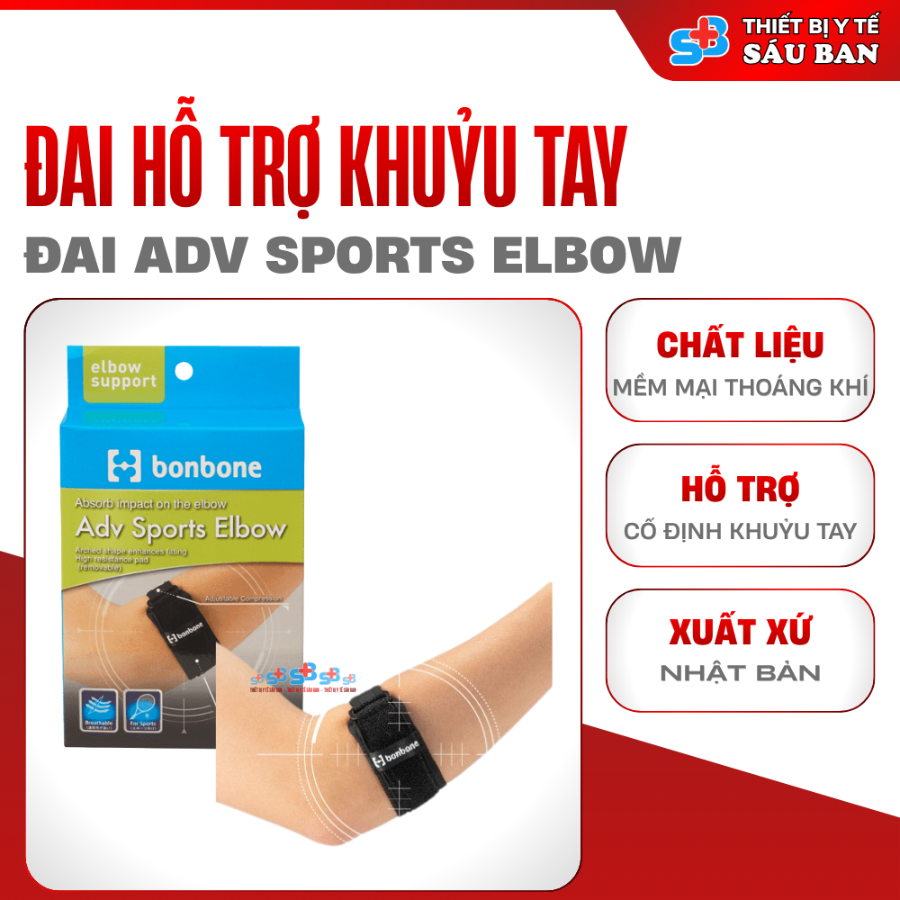 Đai Khuỷu Tay Cao Cấp Bonbone Adv Sports Elbow – Giải Pháp Vàng Phòng Ngừa & Giảm Đau Tennis Elbow