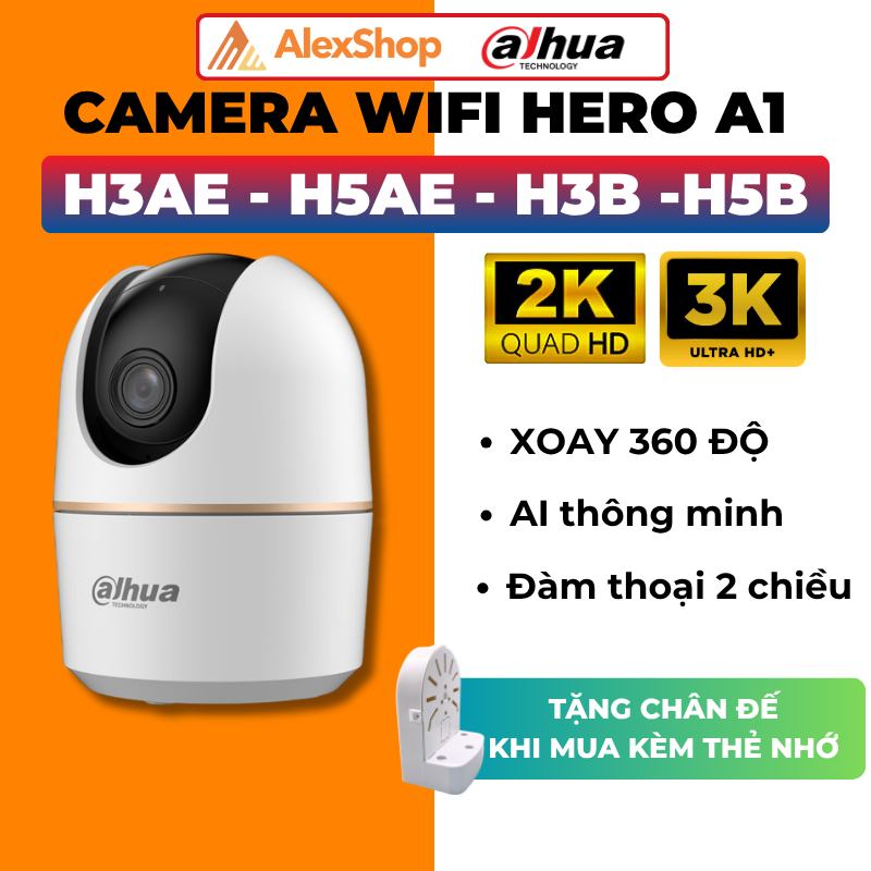 [2026] Camera Dahua H3AE - H5AE - H3B - H5B, Camera Trong Nhà Xoay 360 Độ, Đàm Thoại 2 Chiều